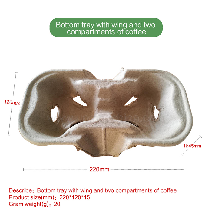 Bottom tray with wing and two compartments of coffee